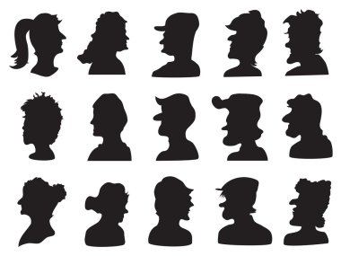 Set of profile silhouette clipart