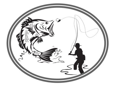 Fishing bass emblem clipart