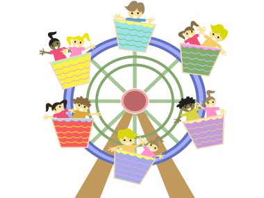 Kids playing in the amusement park clipart