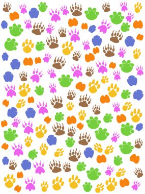 Colorful seamless animals footprint clipart