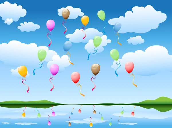 stock vector Balloons in blue sky