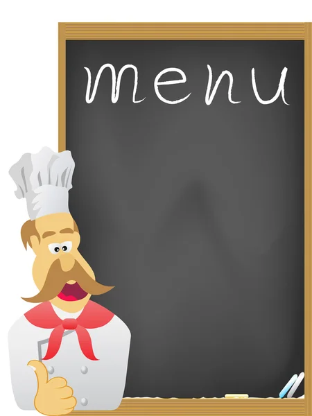 Chef com placa para menu — Vetor de Stock