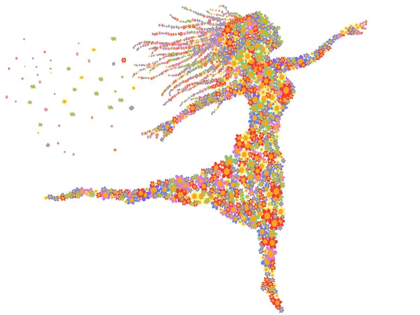 Belle danse fille florale — Image vectorielle
