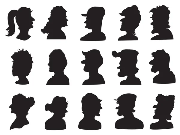 Set of profile silhouette — Stock Vector