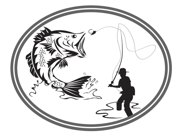 Basse de pêche emblème — Image vectorielle