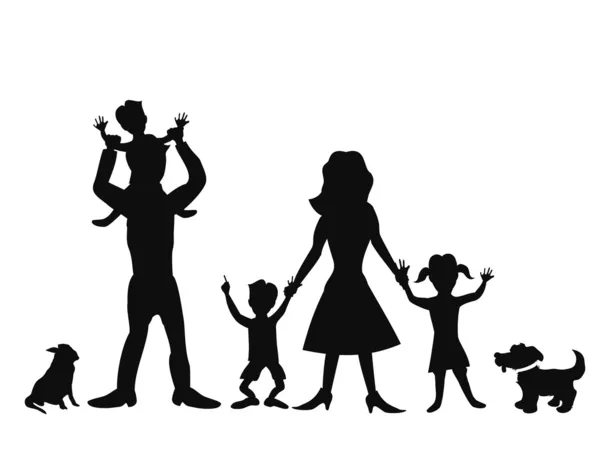 Silhouettes familiales heureuses — Image vectorielle