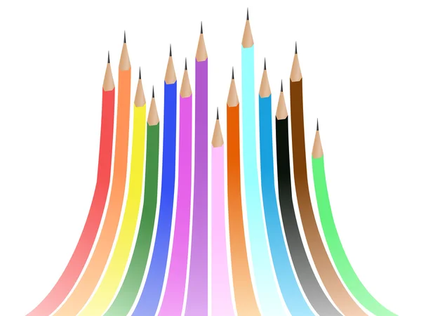 Latar belakang pelangi abstrak yang dibentuk oleh pensil-pensil berwarna - Stok Vektor