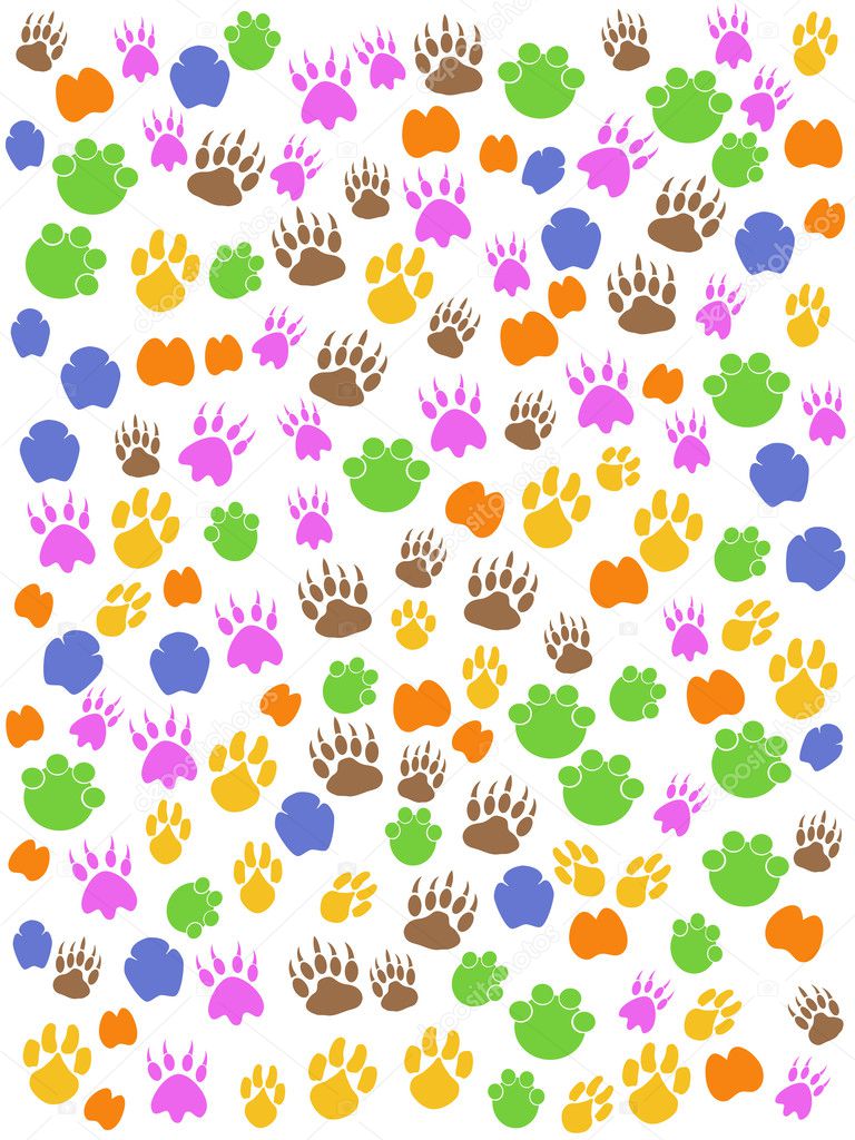 Colorful seamless animals footprint