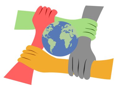 Hands united the earth clipart