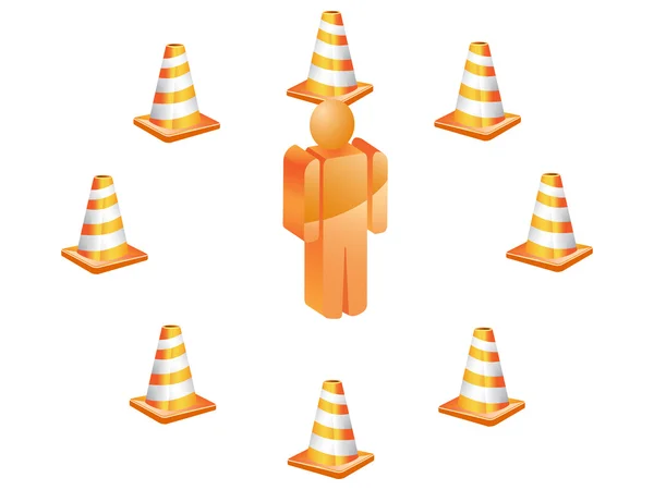 Símbolo 3D com cones de tráfego — Vetor de Stock
