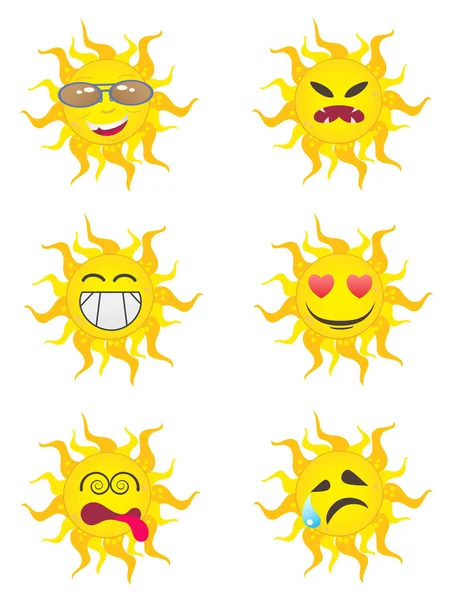 Personagens de desenhos animados do sol — Vetor de Stock