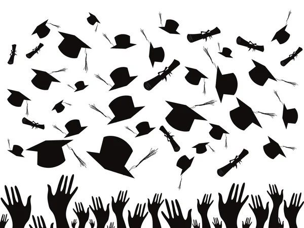 Φοιτητές που αποφοιτούν και πετώντας καπάκια — Διανυσματικό Αρχείο