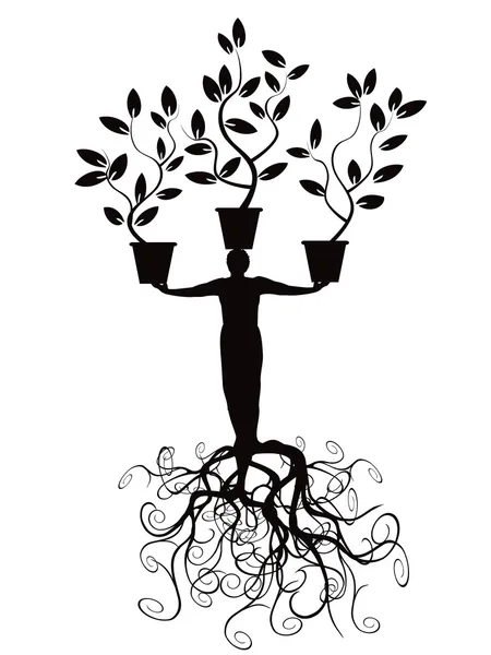 Дерево человека с корнем — стоковый вектор