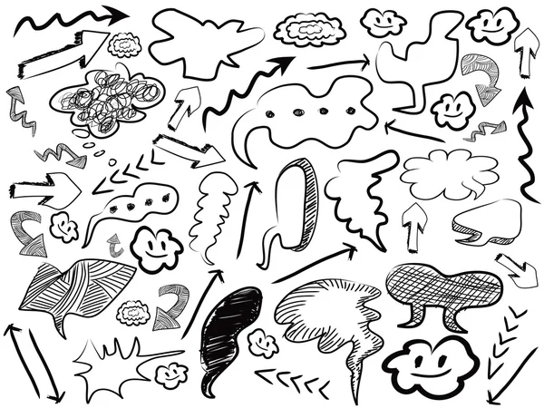 Sömlös doodle bakgrund av pratbubblor och pilar — Stock vektor