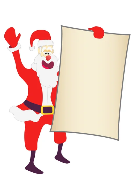 圣诞圣诞老人举着空白牌子 — 图库矢量图片