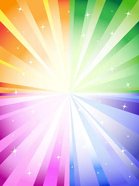A colorful background with a burst and stars — Stock Vector