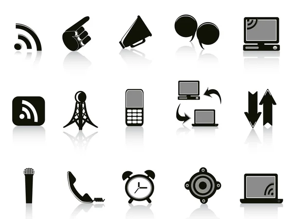 Icone di comunicazione isolate su sfondo bianco — Vettoriale Stock