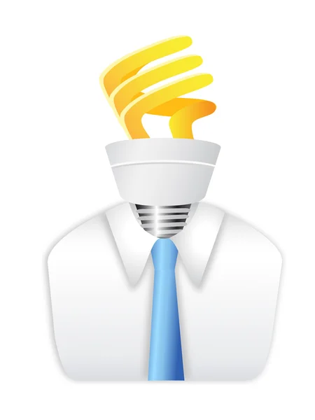 Idée homme avec ampoule à économie d'énergie — Image vectorielle