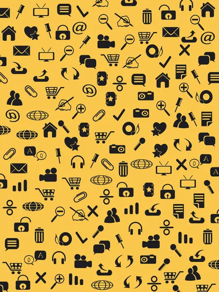 Nahtlose Web-Symbole Muster auf gelbem Hintergrund — Stockvektor