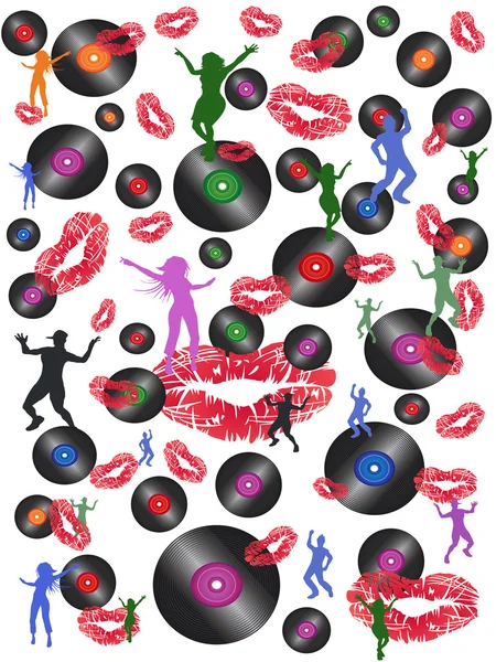 Musique disco sans couture et fond de danse — Image vectorielle