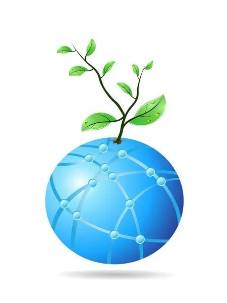 Plante poussant à partir de globe de verre — Image vectorielle