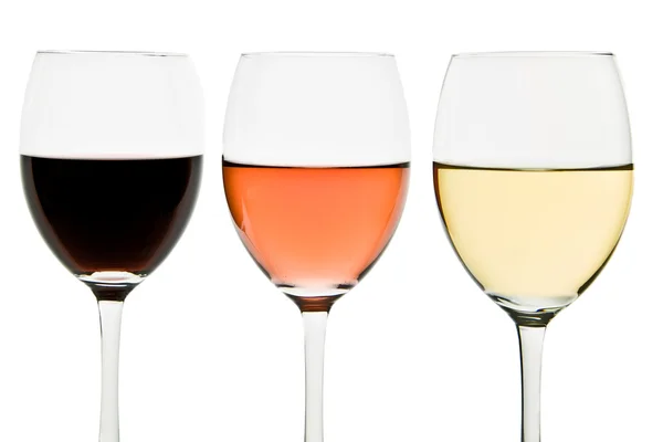 Trzy kieliszki do wina — Zdjęcie stockowe