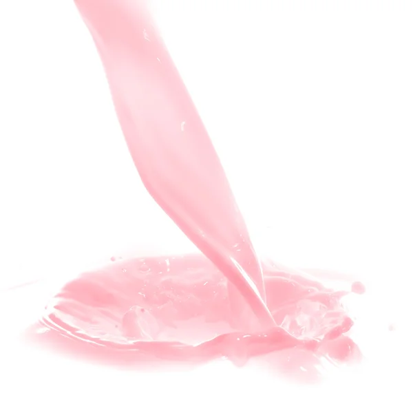 Jordbærmælksplash - Stock-foto