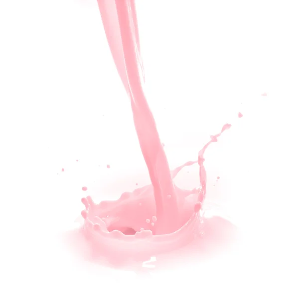 Jahodové mléko stříkající — Stock fotografie