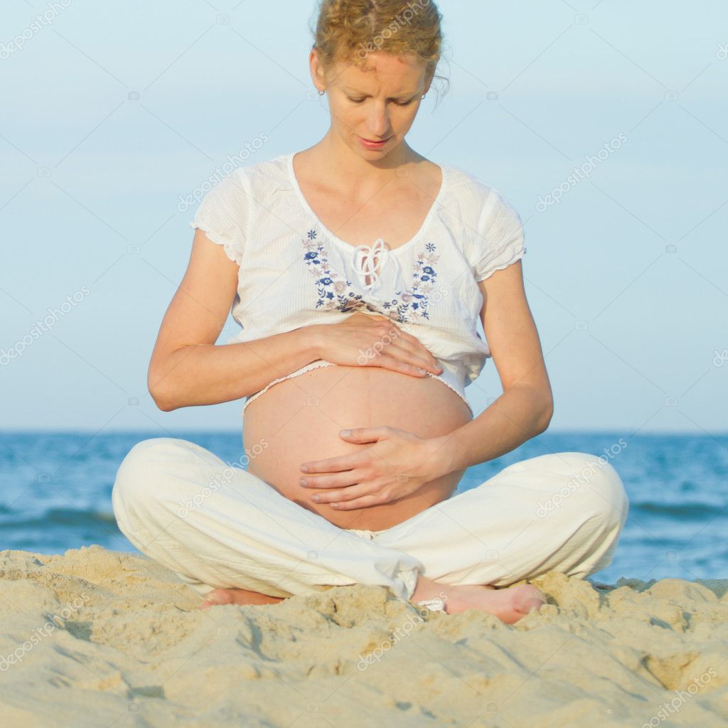 Pregnant Woman On Beach Stock Photo By Kubais