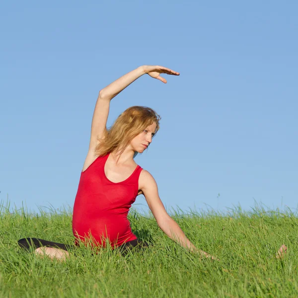 stock image Pregnant woman on meadow