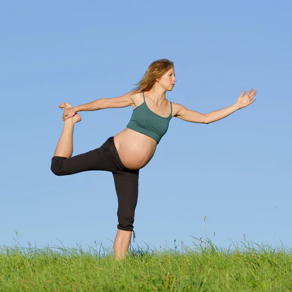 草原に妊娠中の女性 — ストック写真