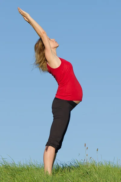 stock image Pregnant woman on meadow