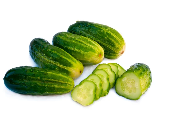 Green cucumbers isolated — Stock Photo, Image