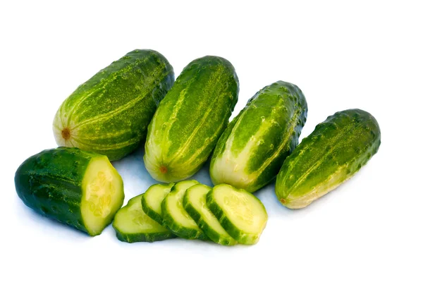 Green cucumbers isolated — Stock Photo, Image