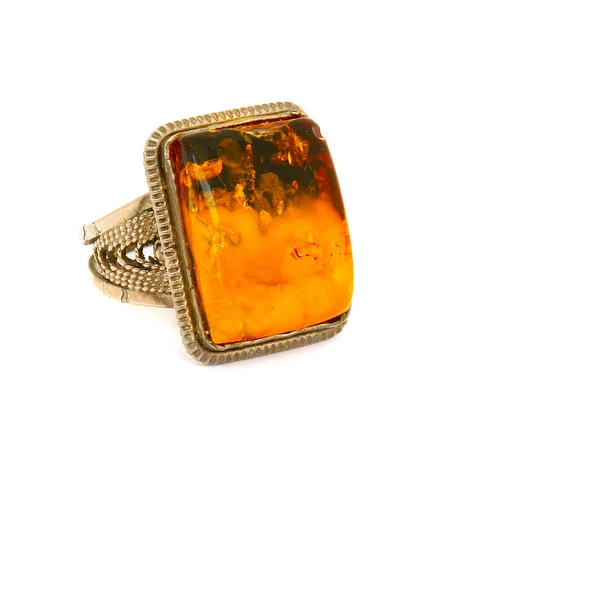 Ring with amber — Stock Photo, Image