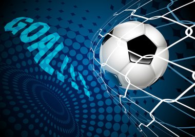 Soccer ball flew into the empty net. goal clipart