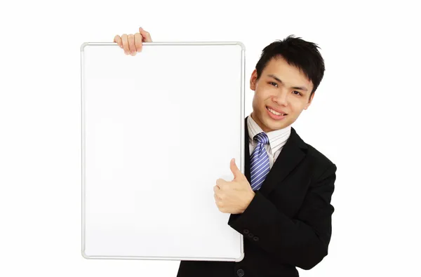 Executive holding boş beyaz tahta — Stok fotoğraf