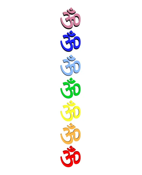 Colored om / aum in chakra column — Stock Photo, Image