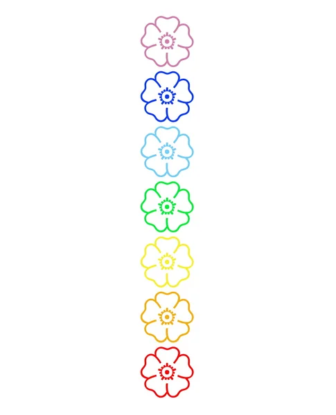 Fiori colorati nella colonna del chakra — Foto Stock