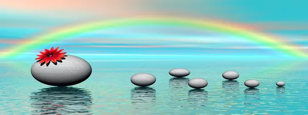 Zen stenen en regenboog — Stockfoto