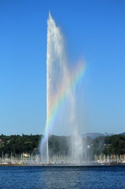 Water fountain on Geneva Lake, Geneva, Switzerland clipart