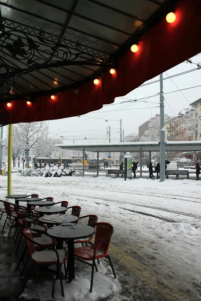 stock image Plainpalais place by winter, Geneva, Switzerland