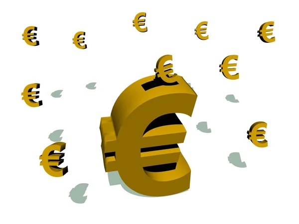 Salvadanaio dorato euro — Foto Stock