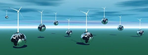 Turbinas eólicas en la tierra —  Fotos de Stock