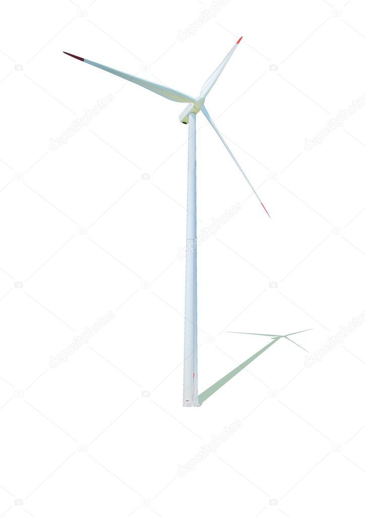 Wind turbine in white background