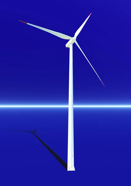 Turbina eolica in fondo blu — Foto Stock
