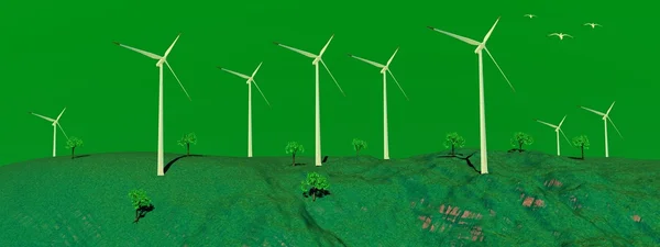 Doğada rüzgar türbinleri — Stok fotoğraf