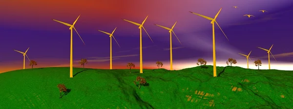 Éoliennes dans la nature — Photo
