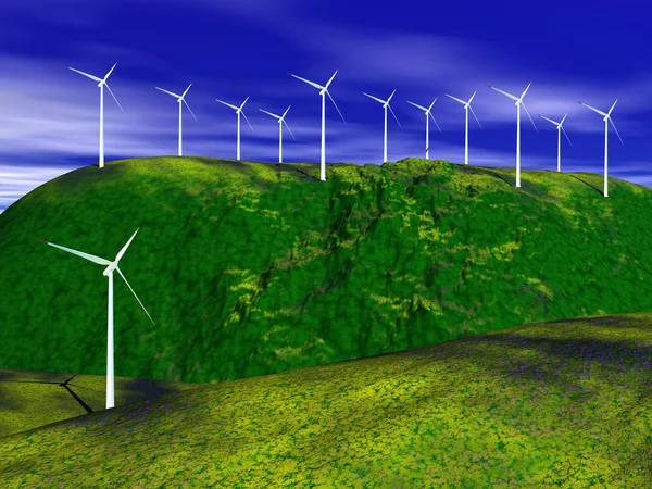 Turbiny wiatrowe w przyrodzie — Zdjęcie stockowe