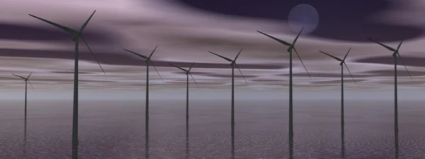 Wind turbines by night — Stock Photo, Image